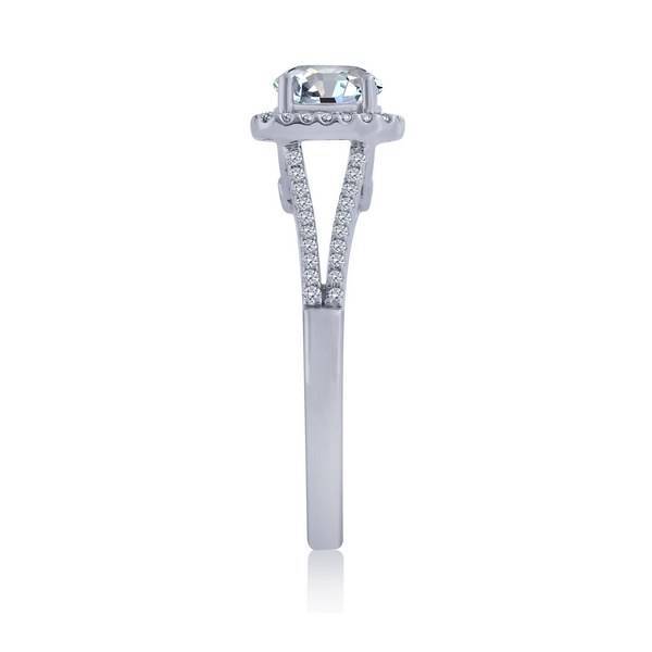 14K White Gold 1.15 CTW DIAMOND Cushion Halo Engagement Ring