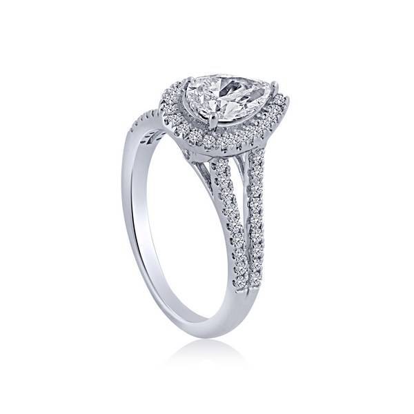 14K White Gold 1.38ctw Diamond Pear Engagement Ring