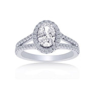 14k white gold 1.38 ctw Diamond Oval Halo Engagement Ring