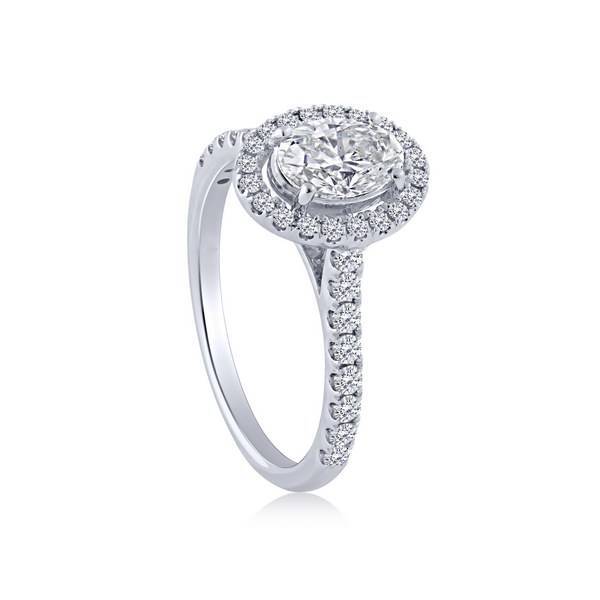 14K White Gold 1.38 CTW DIAMOND HALO Engagement Ring