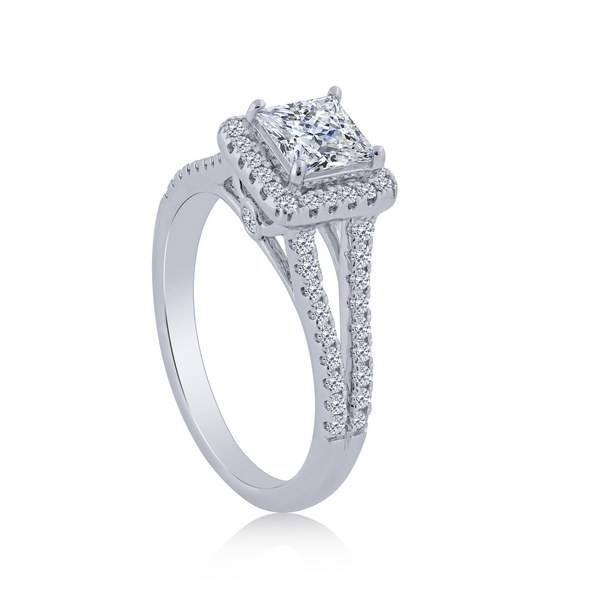 14K White Gold 1.38 CTW DIAMOND Princess Cut Engagement Ring