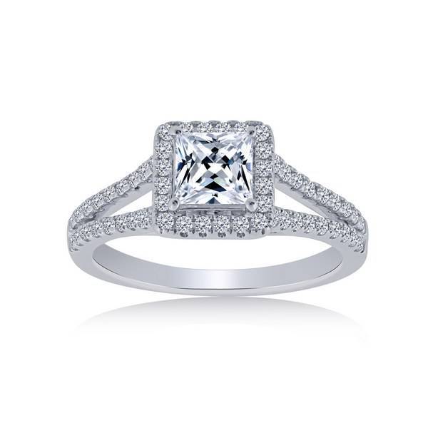 14K White Gold 1.38 CTW DIAMOND Princess Cut Engagement Ring