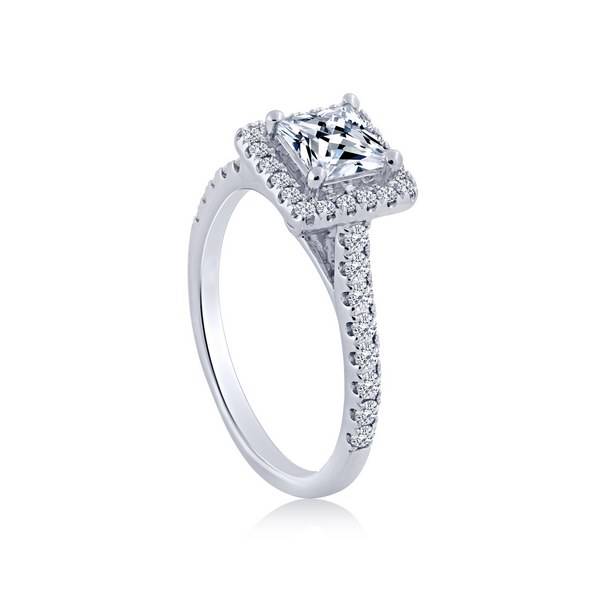 14k White Gold 1.38 ctw Princess Cut Engagement Ring