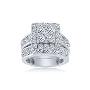 14K WHITE GOLD 4.00 CTW Diamond Halo Bridal Set