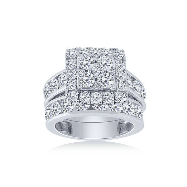 14K WHITE GOLD 4.00 CTW Diamond Halo Bridal Set