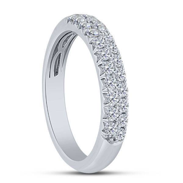14k white gold 0.50 ctw Double Row Diamond Ladies Anniversary Band