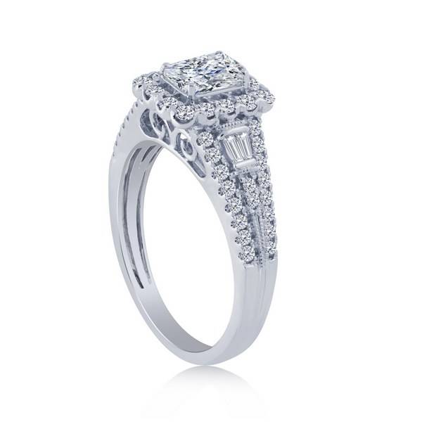 14K WHITE GOLD 1.38 CTW Diamond Halo Engagement Ring