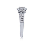 14K White Gold 1.40 CTW 3 Stone Emerald Diamond Engagement Ring