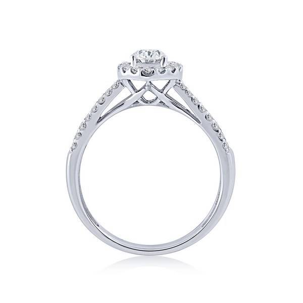 14k white gold 1.00 ctw Diamond Oval Halo Engagement Ring