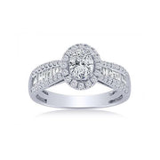 14k white gold 1.00 ctw Diamond Oval Halo Engagement Ring