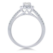 14K White Gold 1.00 CTW Pear Halo Solitaire Ring