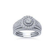 14K WHITE GOLD 1.00 CTW Diamond HALO Bridal Set
