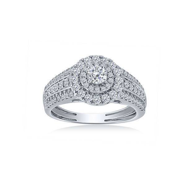 14K WHITE GOLD 1.00 CTW Diamond HALO Bridal Set