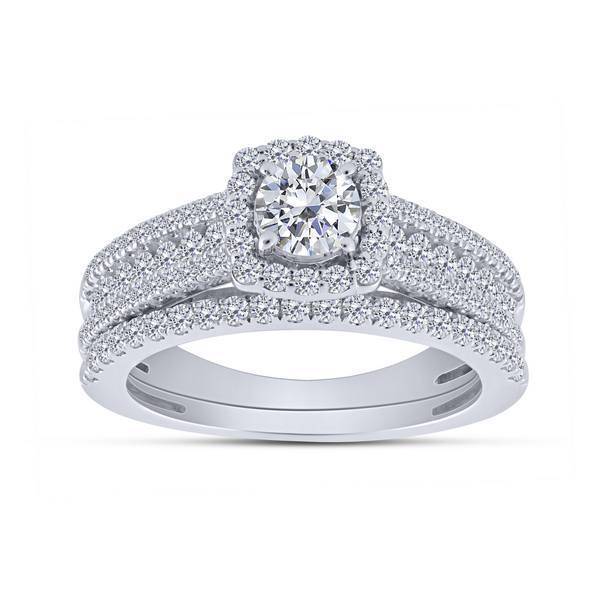 14K WHITE GOLD 1.50 CTW Diamond Round Bridal Set