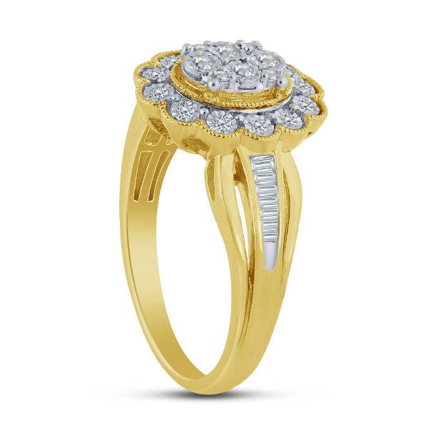 Silver 925 0.25 ctw Diamond Flower Ring