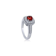 10K WHITE GOLD 0.38 CTW Diamond Red RUBY Ring