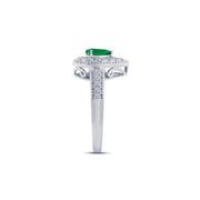 10k White Gold 0.38 ctw Diamond Green enamel Ring