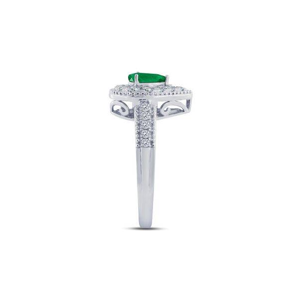 10k White Gold 0.38 ctw Diamond Green enamel Ring