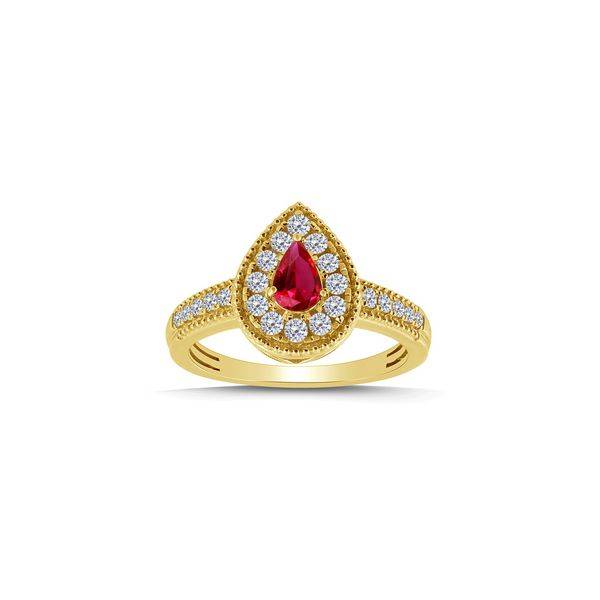 10k Yellow Gold 0.38 ctw diamond red ruby ring