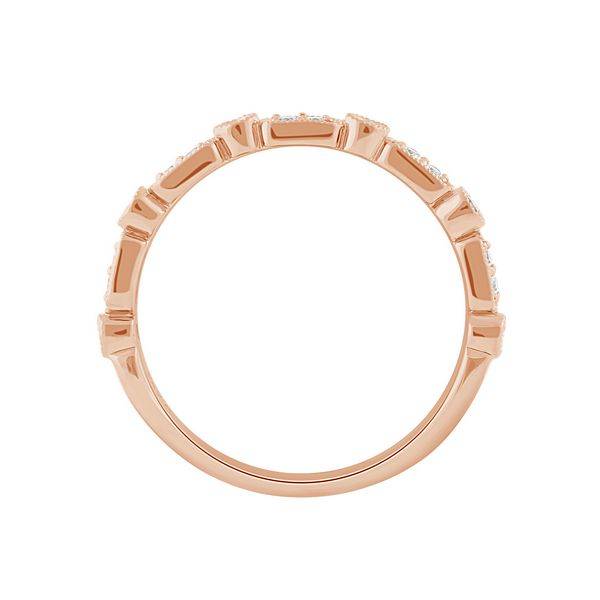 14K Tri Color 0.45 ctw Diamond Stackable Anniversary Band