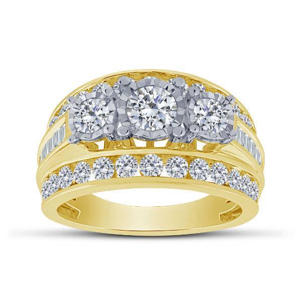 14K Yellow Gold 2.00 ctw 3 Stone Diamond Ring