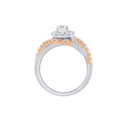 14k Two Tone 1.00 ctw diamond Halo Engagement Ring