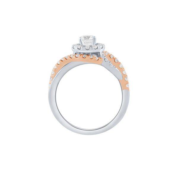 14k Two Tone 1.00 ctw diamond Halo Engagement Ring