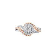 14k Two Tone 1.00 ctw diamond Halo Engagement Ring