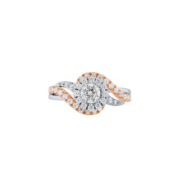 14k Two Tone 1.00 ctw diamond Halo Engagement Ring