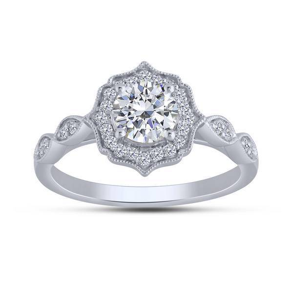14K WHITE GOLD 1.00 CTW Diamond ROUND Bridal Set