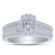 14K WHITE GOLD 1.50 CTW Diamond oVAL Bridal Set