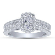 14K WHITE GOLD 1.50 CTW Diamond oVAL Bridal Set