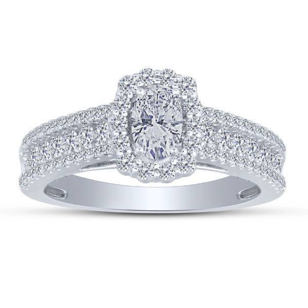 14K WHITE GOLD 1.50 CTW Diamond oVAL Bridal Set