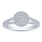 14K White Gold 0.50 CTW DIAMOND Round Halo ENAGAGEMENT Ring