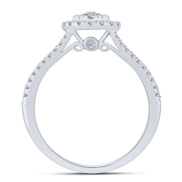 14K White Gold 0.50 CTW DIAMOND Round Halo ENAGAGEMENT Ring