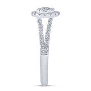 14K White Gold 0.50 CTW DIAMOND Round Halo ENAGAGEMENT Ring