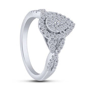 14K WHITE GOLD 0.63 CTW Diamond Pear BRIDAL SET