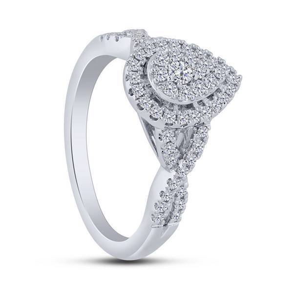 14K WHITE GOLD 0.63 CTW Diamond Pear BRIDAL SET