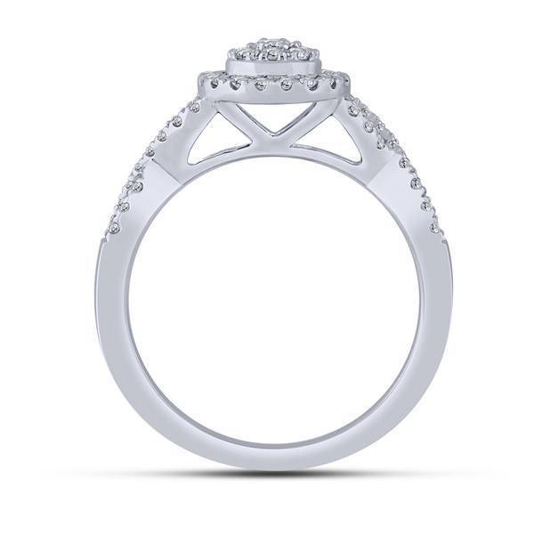 14K WHITE GOLD 0.63 CTW Diamond Pear BRIDAL SET