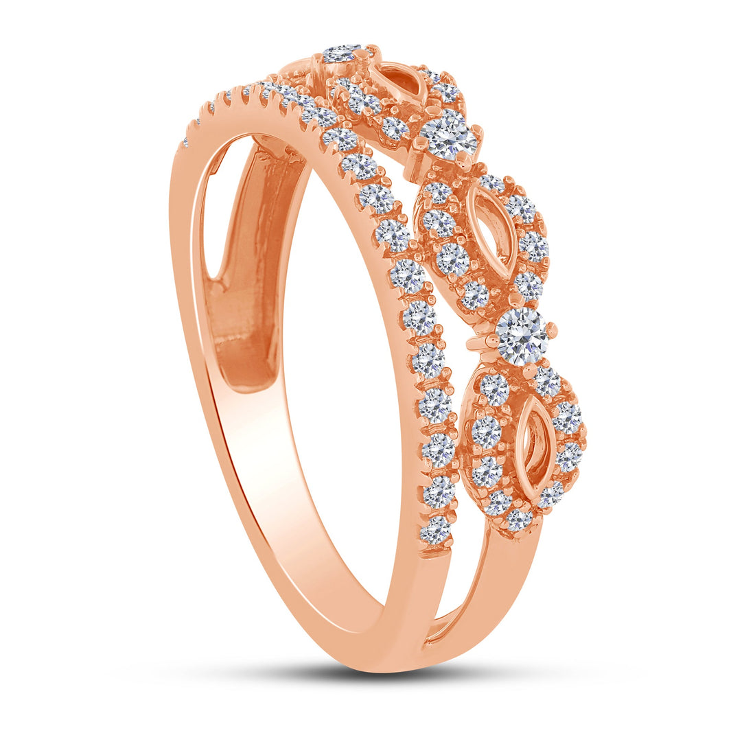 10K Rose Gold 0.39 ctw Criss Cross Band