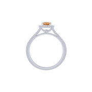 10K WHITE GOLD 0.20 CTW Diamond orange enamel Ring