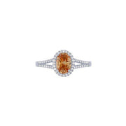 10K WHITE GOLD 0.20 CTW Diamond orange enamel Ring