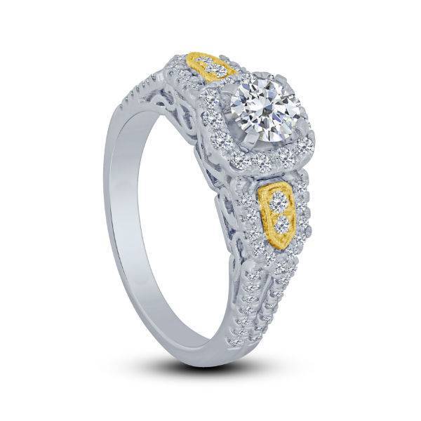 14k white gold 1.00 ctw Diamond vintage Engagement Ring