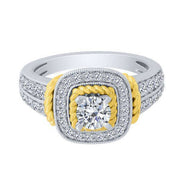 14k white gold 1.00 ctw Diamond vintage Engagement Ring