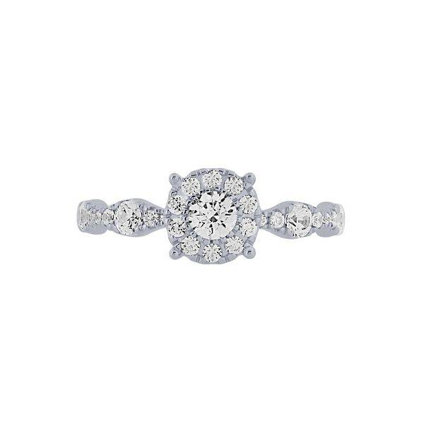14k white gold 0.75 ctw Diamond Round Halo Engagement Ring
