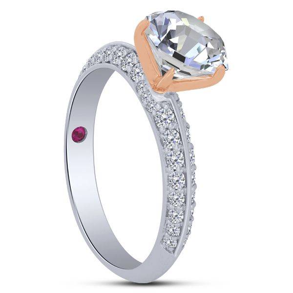 14K Two Tone 0.50 CTW DIAMOND OVAL semi-mount ENGAGEMENT RING