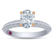 14K Two Tone 0.50 CTW DIAMOND OVAL semi-mount ENGAGEMENT RING
