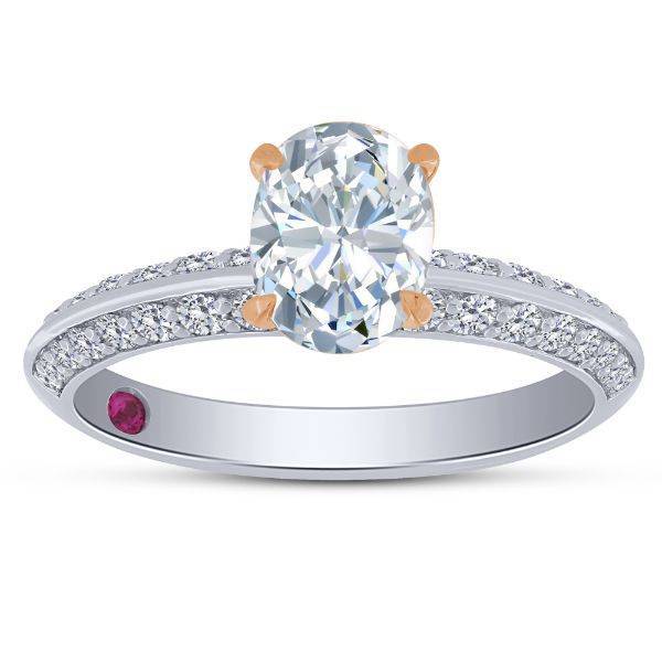 14K Two Tone 0.50 CTW DIAMOND OVAL semi-mount ENGAGEMENT RING