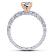 14K Two Tone 0.50 CTW DIAMOND OVAL semi-mount ENGAGEMENT RING
