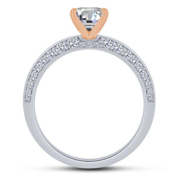 14K Two Tone 0.50 CTW DIAMOND OVAL semi-mount ENGAGEMENT RING